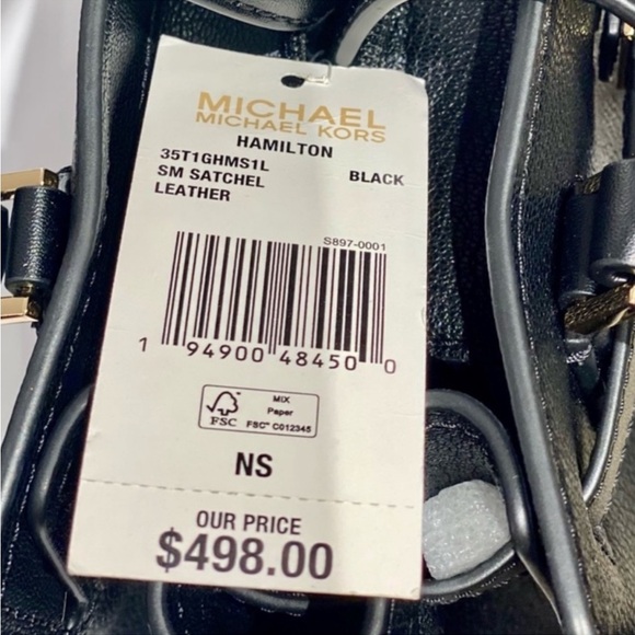 MICHAEL KORS Hamilton Small Leather Satchel Crossbody Black - Picture 8 of 8
